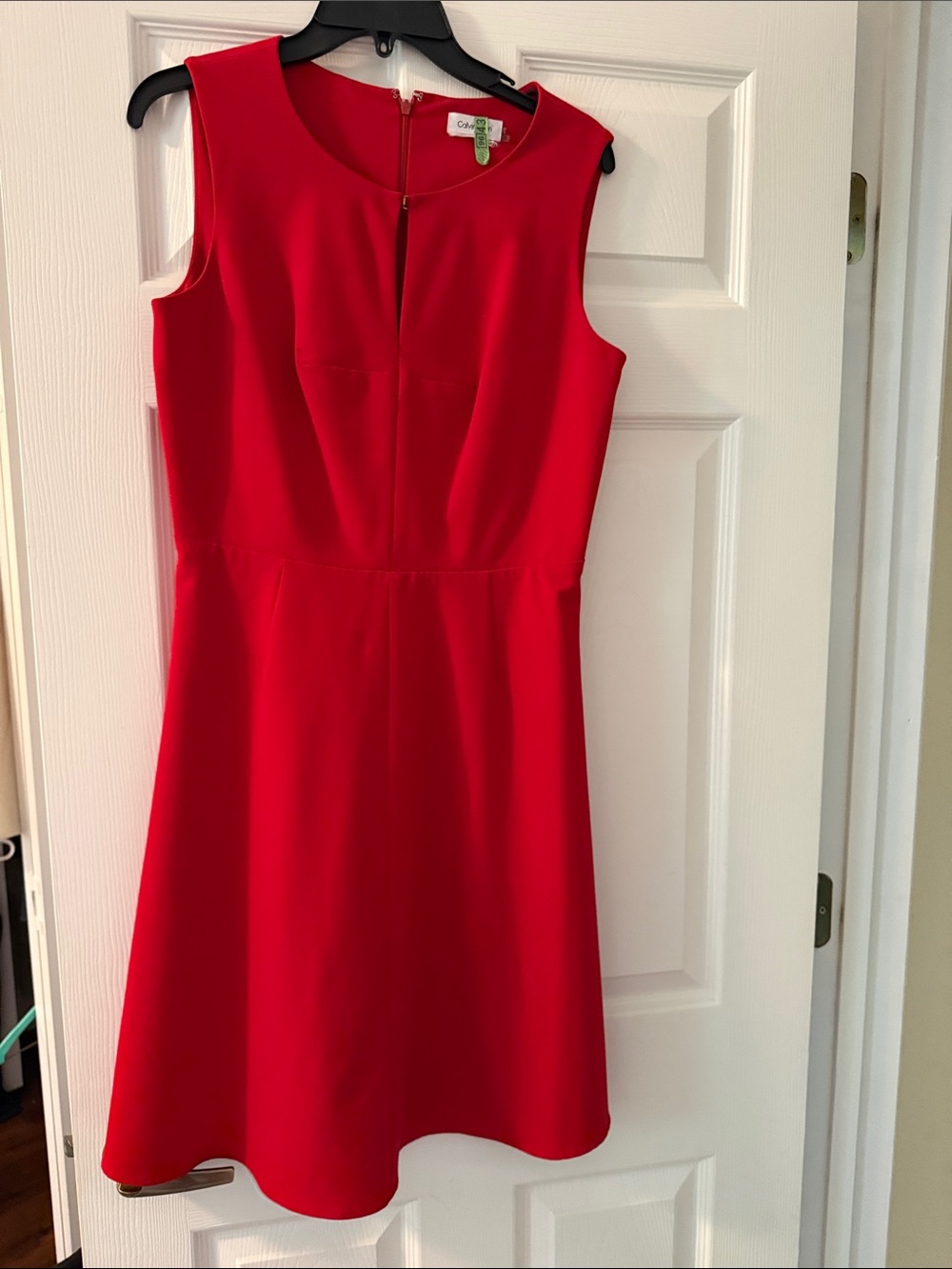 Calvin Klein Sleeveless Red Midi Fit-and-Flare Dress